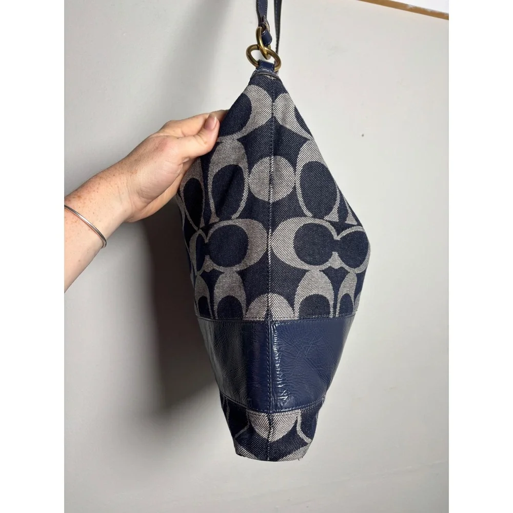 Coach Legacy Signature Denim Hobo Bag Y2K Navy Blue Style 12549